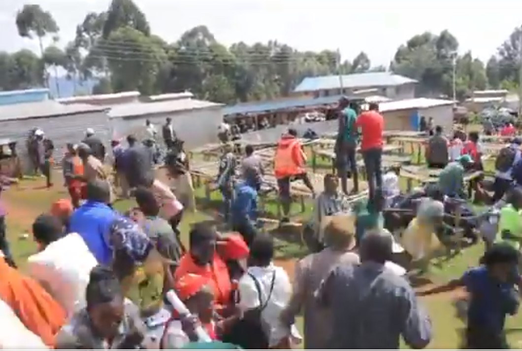 A screengrab image of South Mugirango locals running after shots were fired.